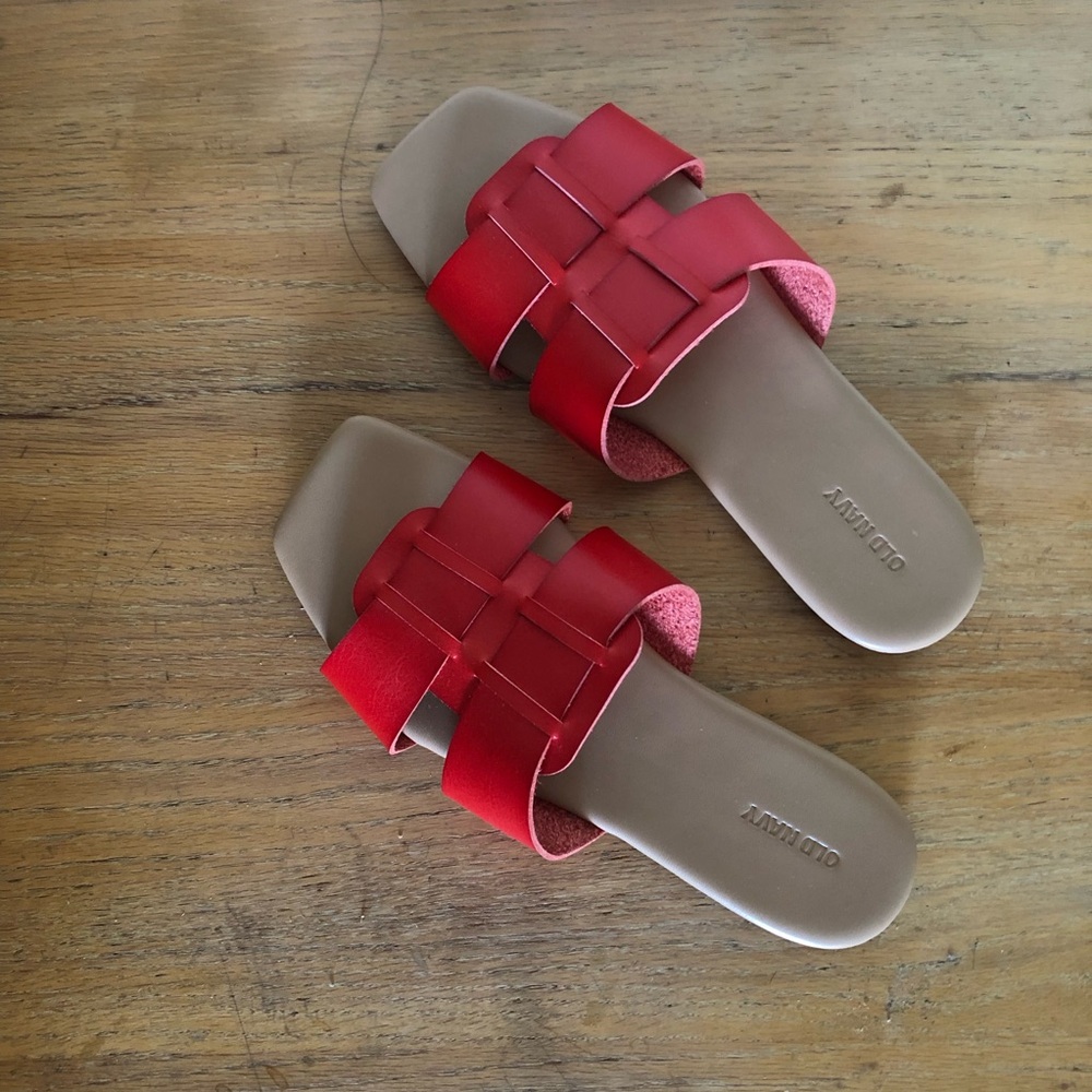 Old Navy Red Woven Slide Sandals - Women's Casual Slip-On